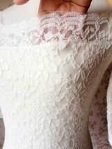 off the Shoulder Lace Tops Women Long Sleeve Plus Size White Bridesmaid Lace Top image 7