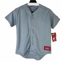 Rawlings Youth Baseball Jersey Athletic Kids Boys Button Up Grey Size Large L - $23.04