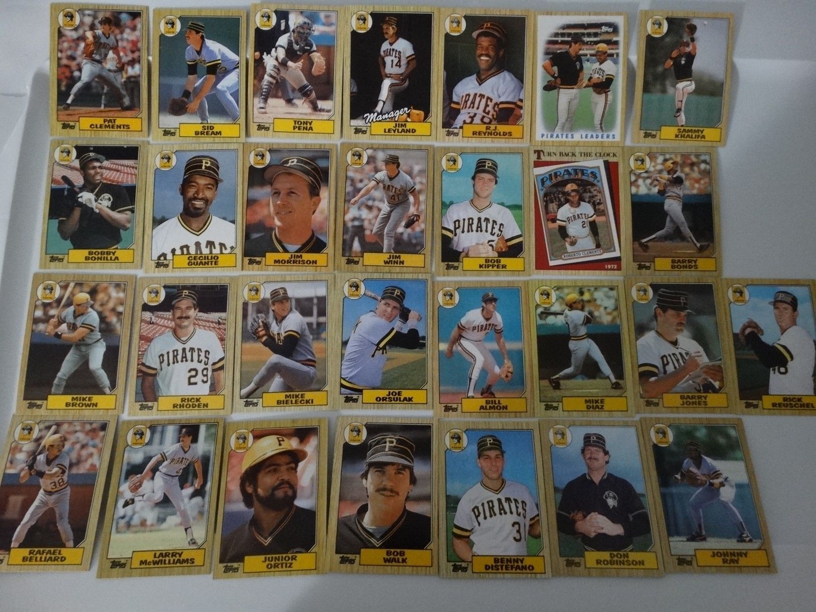 1987 Topps Pittsburgh Pirates Team Set of 29 Baseball Cards Baseball