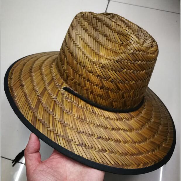 New Natural Large Wide Brim Bamboo Hat Rusty Men's Boony Straw ...