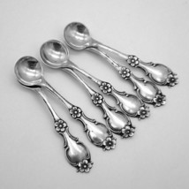 Lunt Floral 6 Individual Salt Spoons Set Sterling Silver No Mono - $154.28