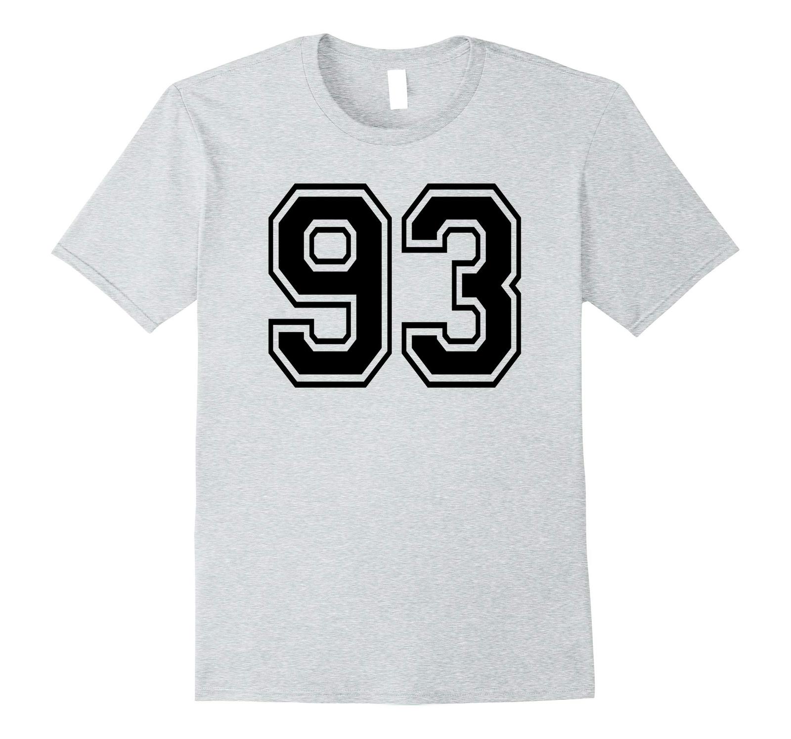 New Tee - Number #93 College Sports Team T-Tees front & back BLACK Men ...