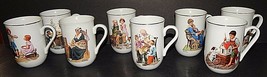 8 Norman Rockwell Museum Collectible 1982 Coffee Cup Mug Gold Rim Vintage  - $39.59
