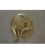 Vintage Goldtone Hands Holding Earth Pin/Brooch - $4.95