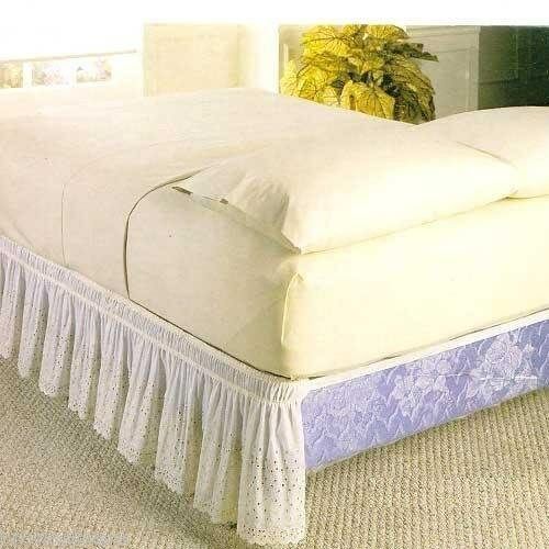 WRAP AROUND EYELET LACE BED SKIRT DUST RUFFLE, 18 DROP