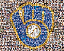 Milwaukee Brewers Photo Mosaic Print Art Featuring over 100 Brewers Players - $42.00+