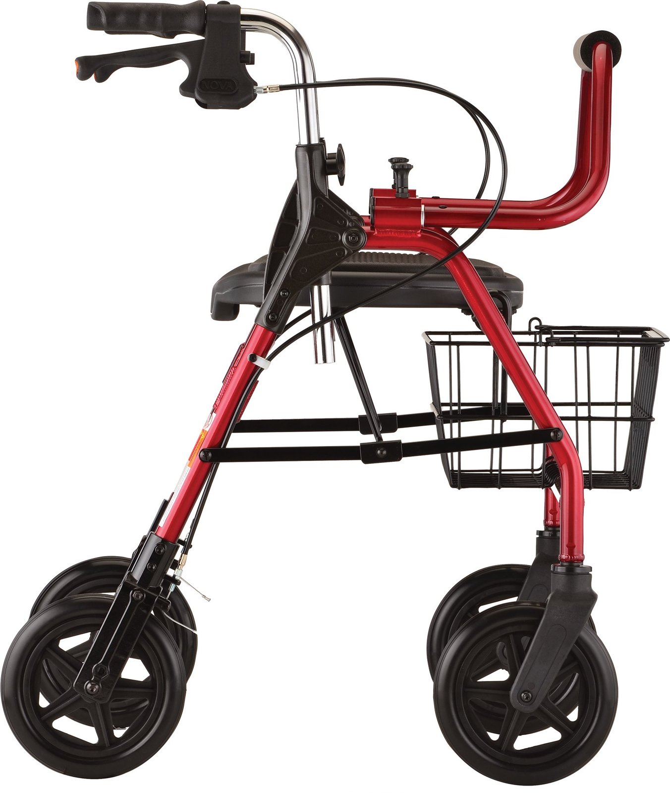 NOVA Mighty Mack Heavy Duty Rollator Walker 500 lb Weight Capacity, Red