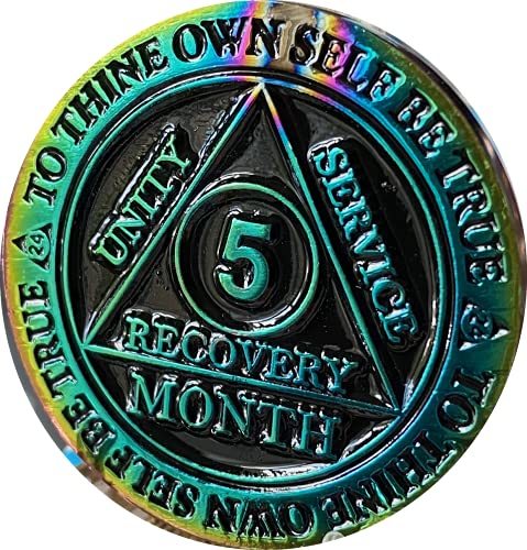 5 Month AA Medallion Reflex Rainbow Plated Sobriety Chip