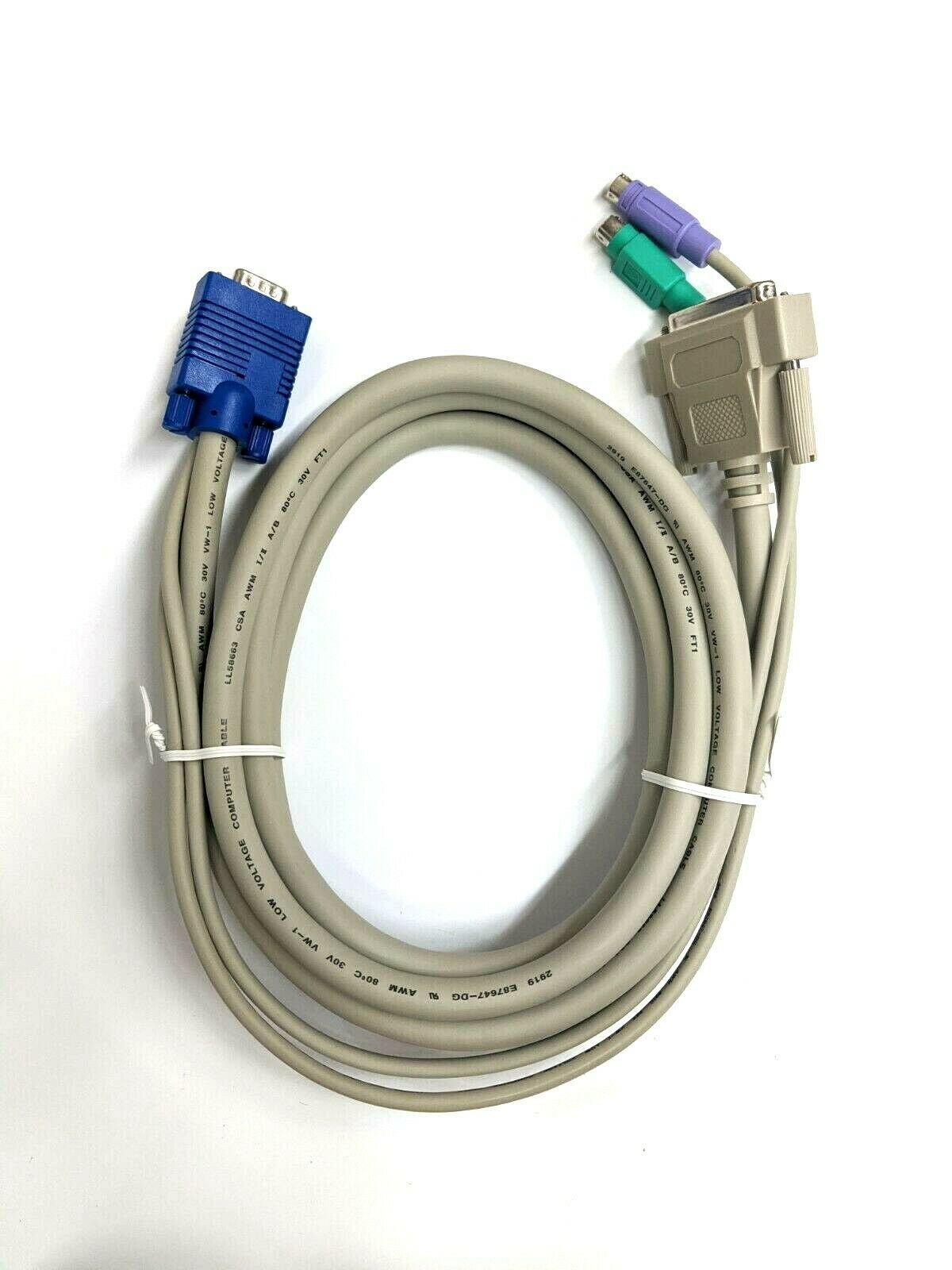 Cybex 8FT DB25FMD6MHD15M PS/2 E87647DG AWM 80C 30V Computer Cable