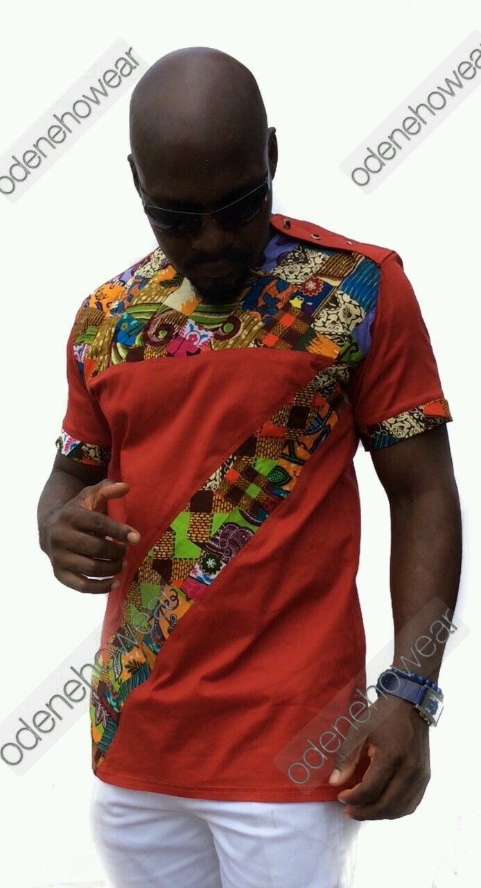 African Clothing Odeneho Wear Men's Brown Polished Cotton Top/Dashiki Design