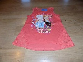 0Size Small 6-6X Frozen Anna & Elsa Strong Heart Tank Top Shirt High Low Coral  - $15.00