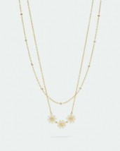 Coach Triple Daisy Layer Necklace Pendant Set Yellow Gold Plated Crystal... - $98.01