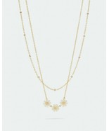 Coach Triple Daisy Layer Necklace Pendant Set Yellow Gold Plated Crystal... - $98.01