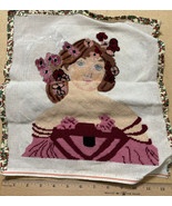 Needlepoint Embroidery Victorian Lady w/Flowers in Her Hair ALMOST FINISHED - $25.83