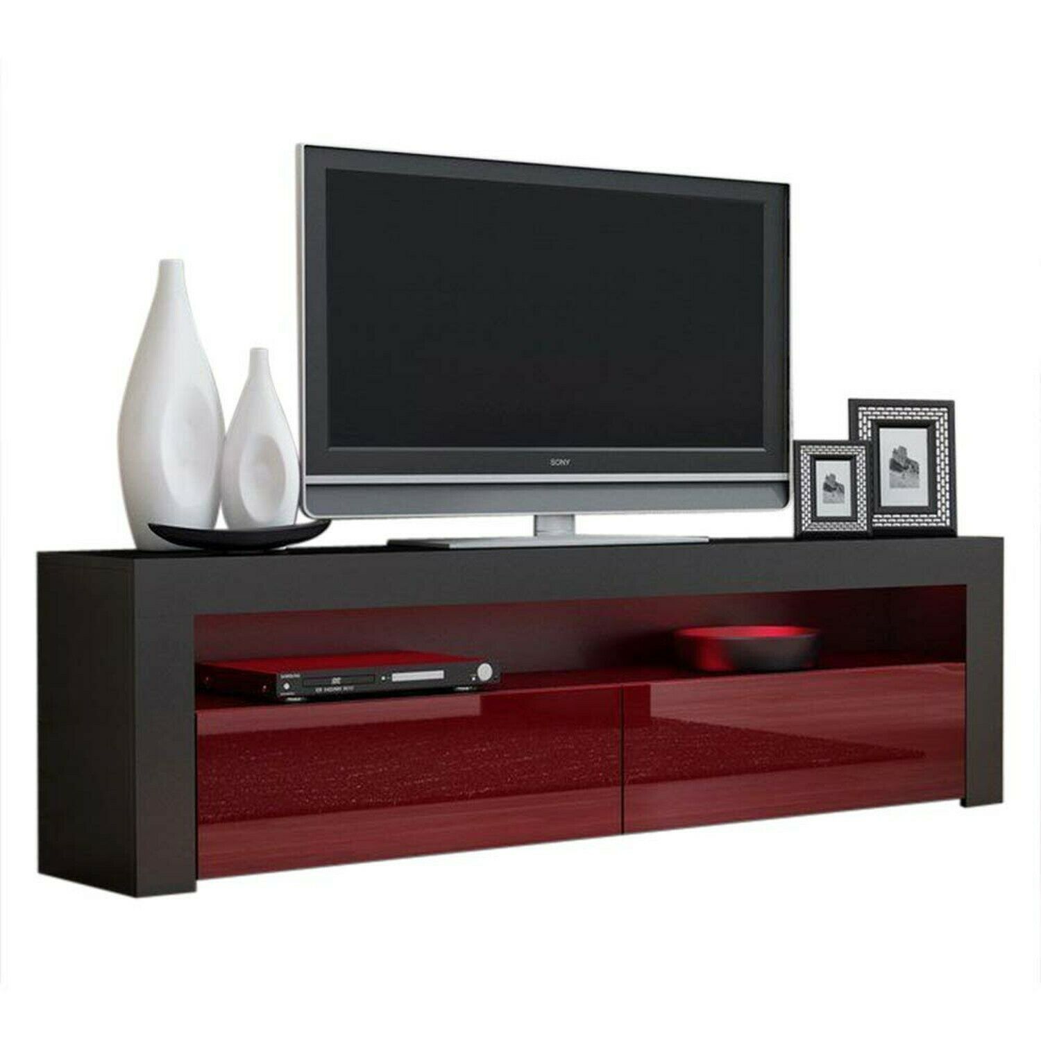 Meble Furniture & Rugs Milano Classic Modern TV Stand 63" Width (Black