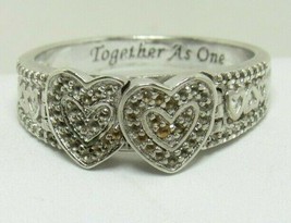 Sterling Silver Diamond Paved Heart Ring Sz 10.5 Together As One BGE Bra... - $35.00