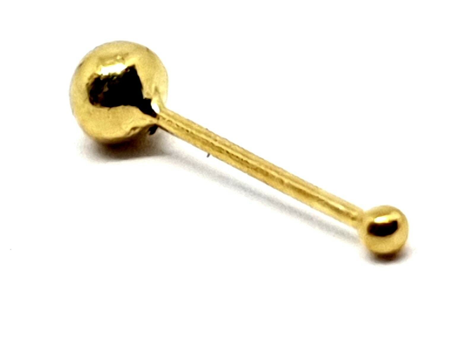 Nose Stud 2mm Ball Genuine 18k 22g (0.6mm) Gold Bobble Ball Ended