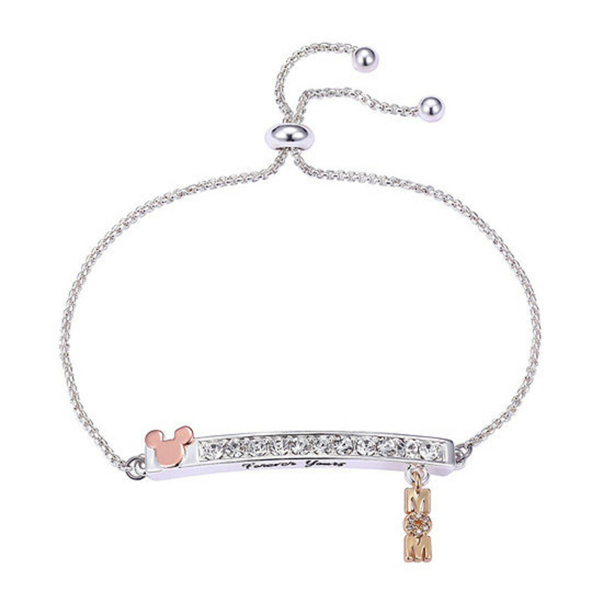 Fine Silver MOM Mickey Mouse Bracelet 