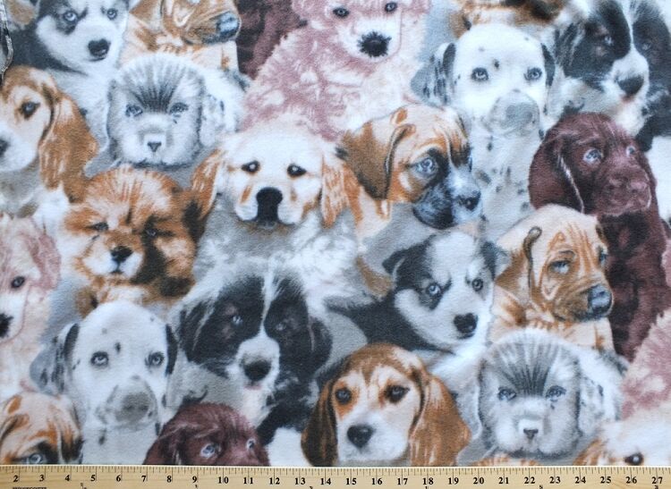 Fleece Puppies Dogs Fleece Fabric Print by the Yard A230.01  Fabric