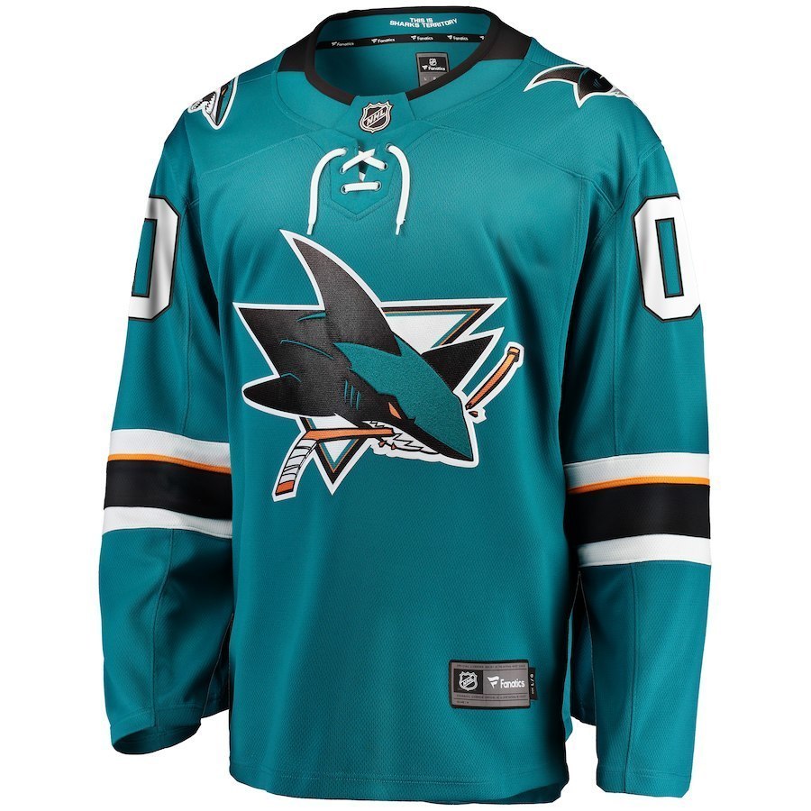 Men's San Jose Sharks Teal Home New Custom Name and Number Jersey Sewn ...