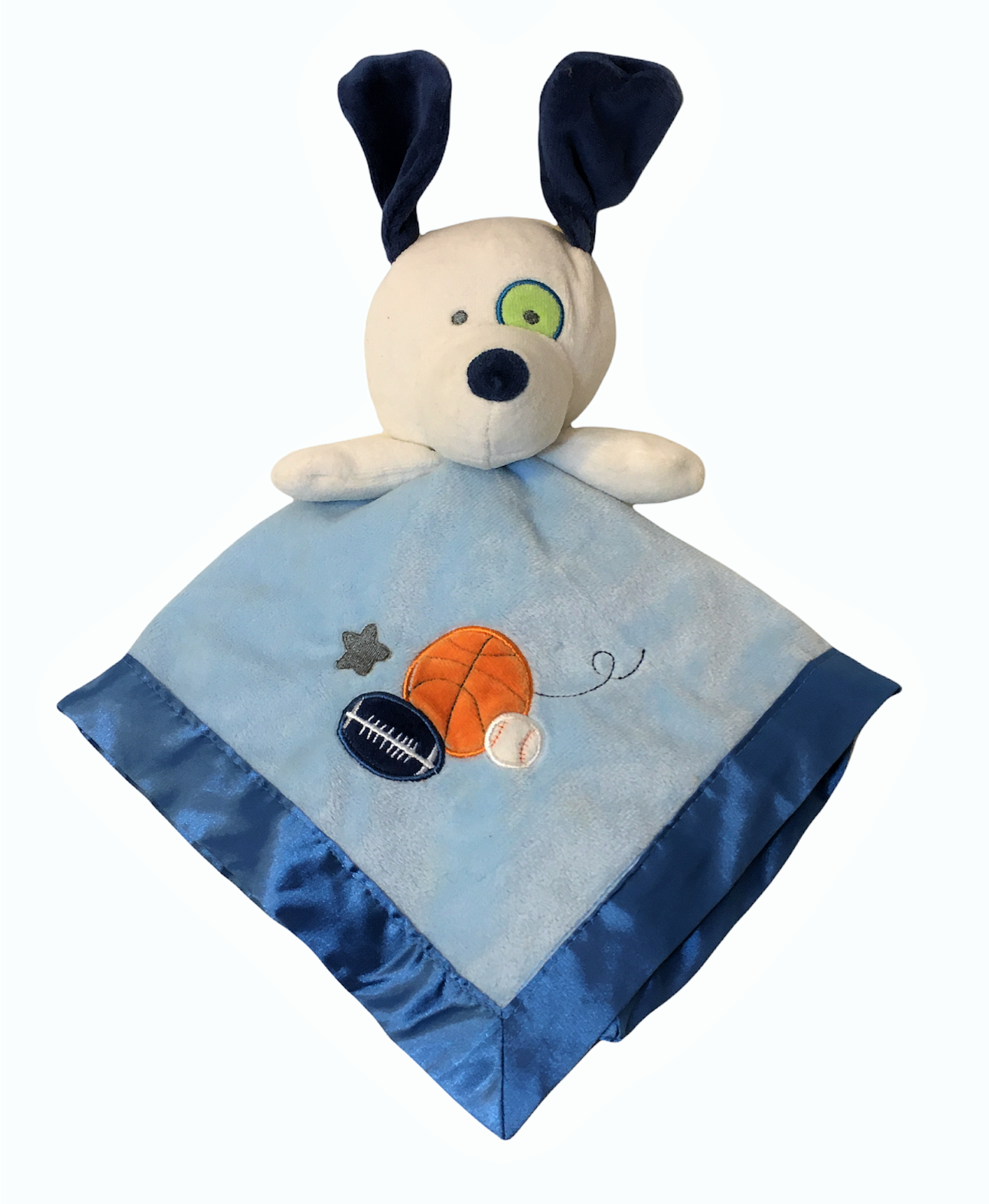 Primary image for Circo Target Puppy Dog Sports Balls Baby Blanket Blue Satin Lovey Security 14in.