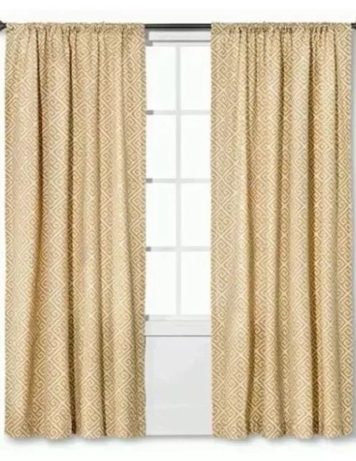 2 Threshold Tan Greek Key Curtain Panels 54 And 50 Similar Items