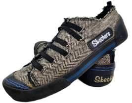 Skechers Cali Black Tweed Distressed Slip on Sneakers 36767 Women&#39;s 7.5 M - $11.29