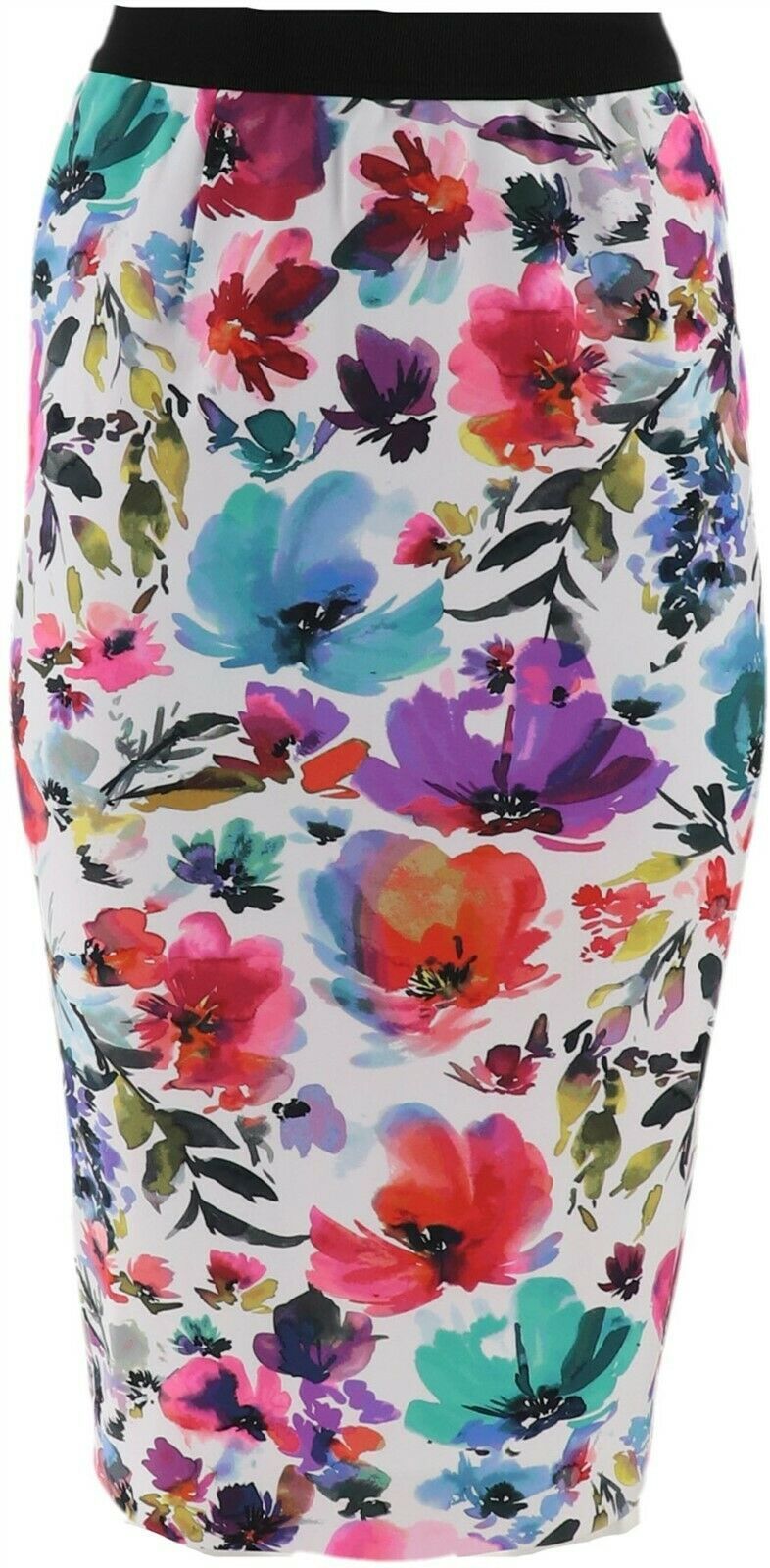 GILI Printed Floral Scuba Knit Pencil Skirt Multi 2 NEW A274386