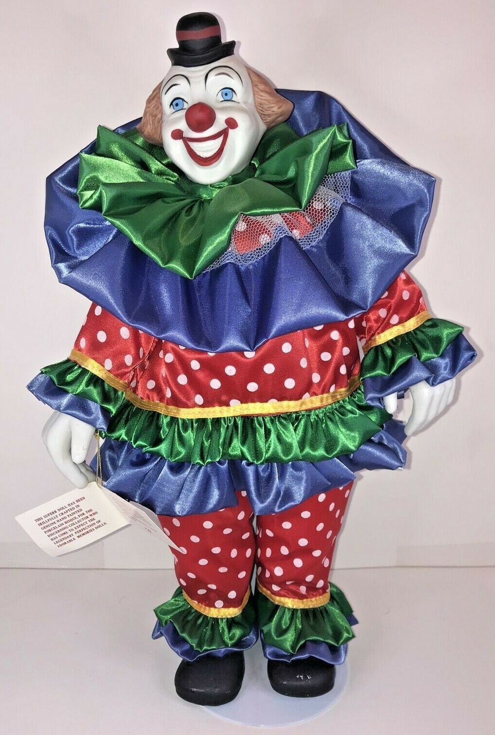 Primary image for Circus Parade Clown Collection Porcelain Clown Doll Red White Polka Dot 1990 16"