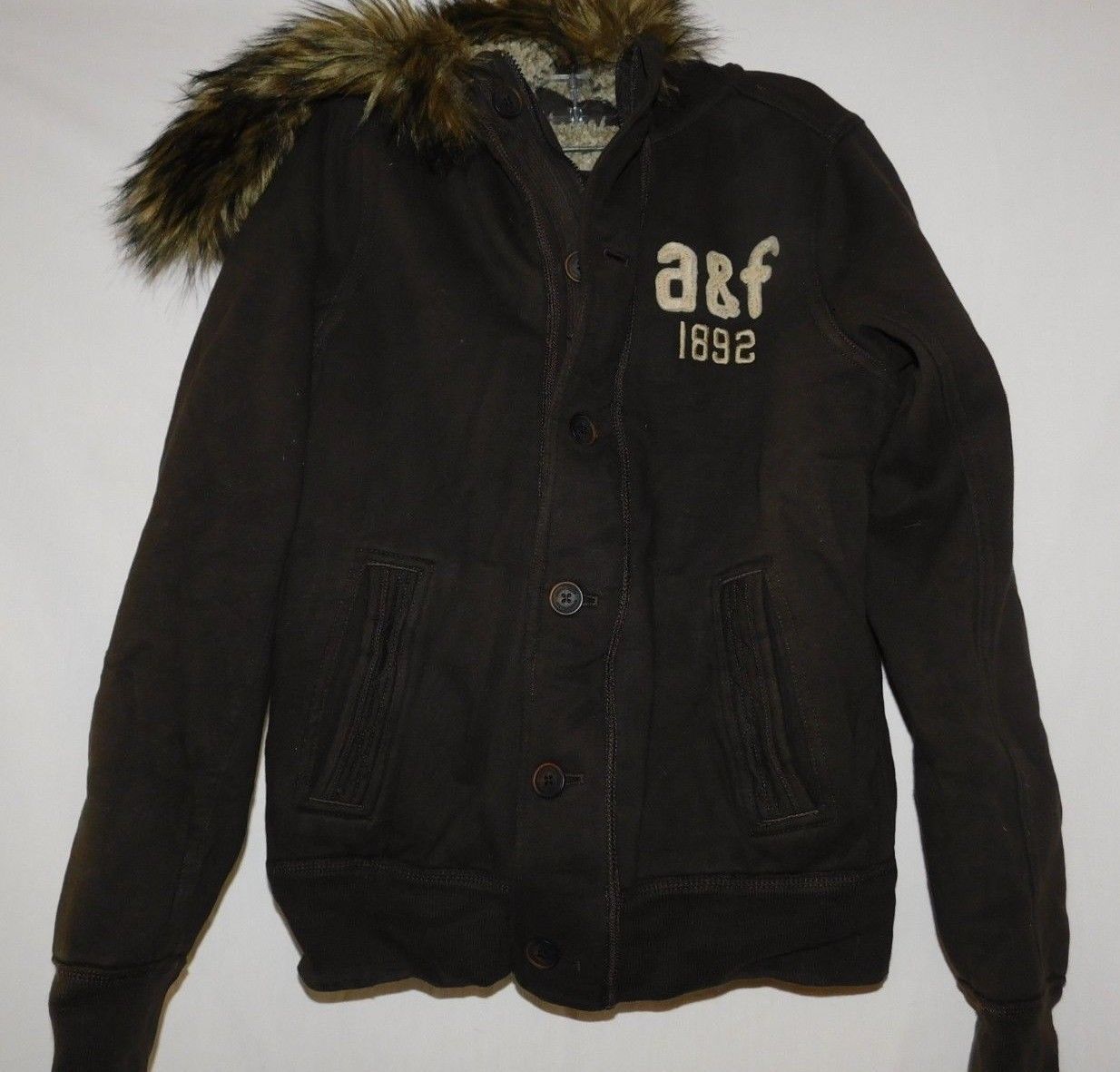 Abercrombie Boys Brown Sherpa Hoodie Jacket Size X-Large Brand New - Sweatshirts & Hoodies
