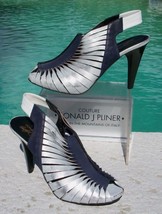 Donald Pliner Twisted Leather Elastic Slingback Shoe Peep Toe Metallic $385 NIB - $173.25
