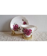 Vintage Royal Kent Bone China Tea Cup and Saucer Colorful Roses Gold Tri... - $14.99