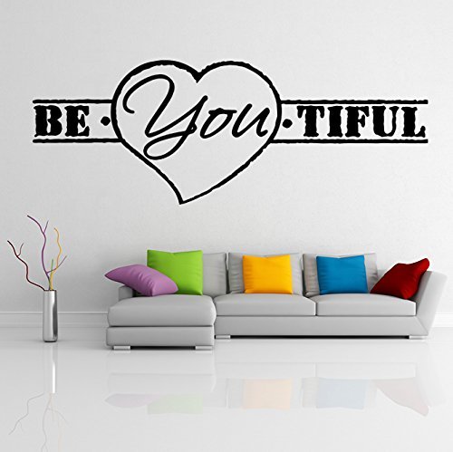Primary image for ( 55'' x 20'') Vinyl Wall Decal Quote Be*You*tiful with Heart Shape/ Inspiration