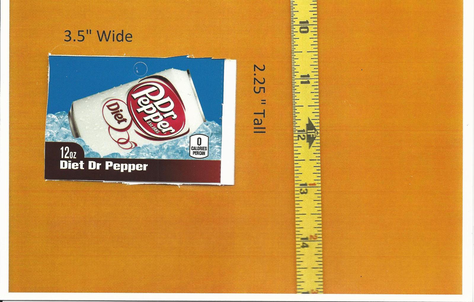 Medium Square Size Dr Pepper DIET 12 oz CAN Soda Vending Machine Flavor Strip