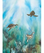 Framed Original Watercolor by Ana Sharma, &quot;Return to Nesting Beach&quot; - $360.00