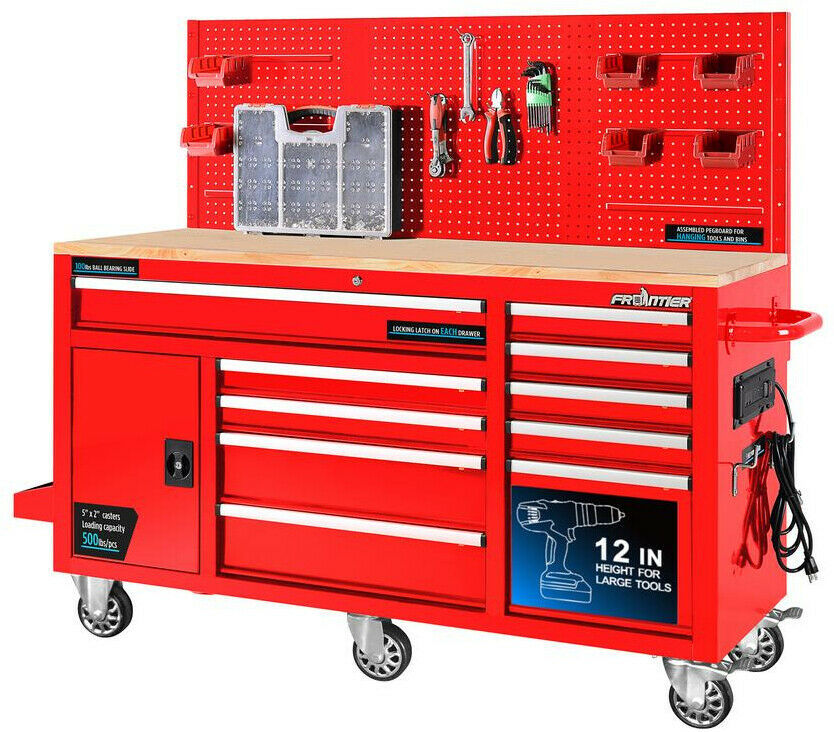 Frontier 62 10 Drawer Tool Chest Pegboard Back Wall Mobile