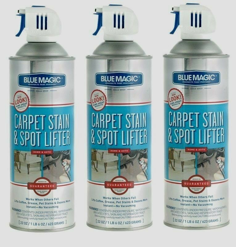 3 Blue Magic CARPET STAIN & SPOT LIFTER No Scent Remover Spray No Vacuuming 22oz