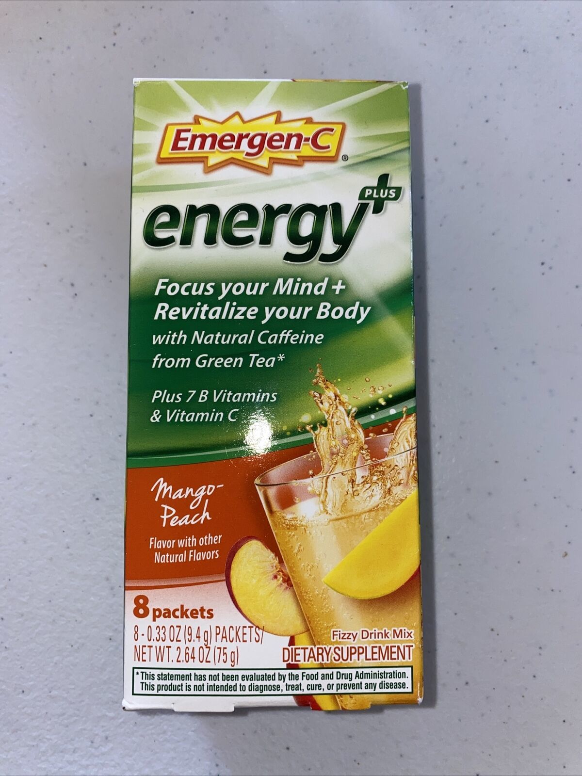 EmergenC Energy Plus Drink Mix 8 Packets MANGO PEACH Expire 7/