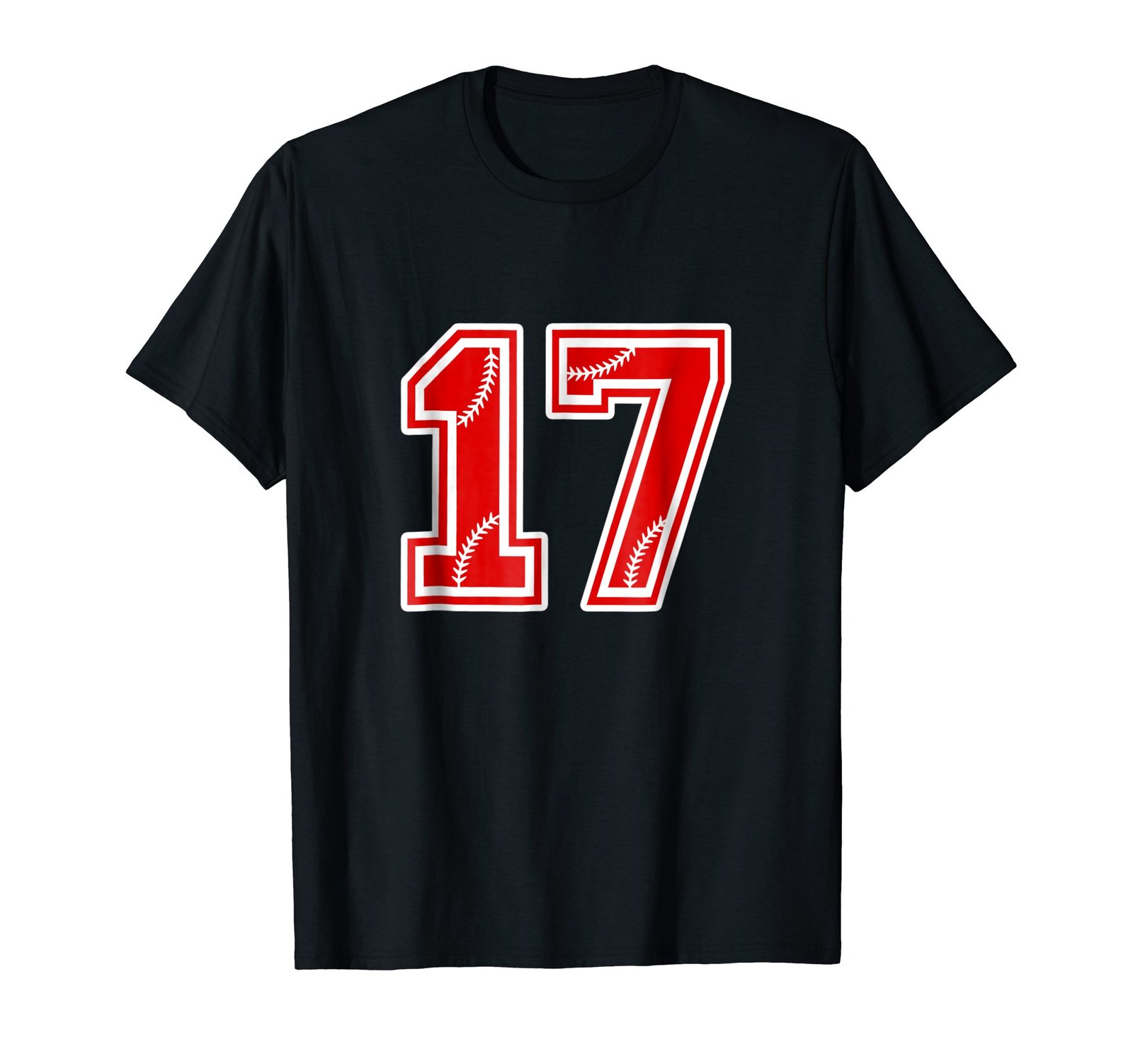 Number 17 Red Baseball Number Shirt Sports Tee - T-Shirts, Tank Tops