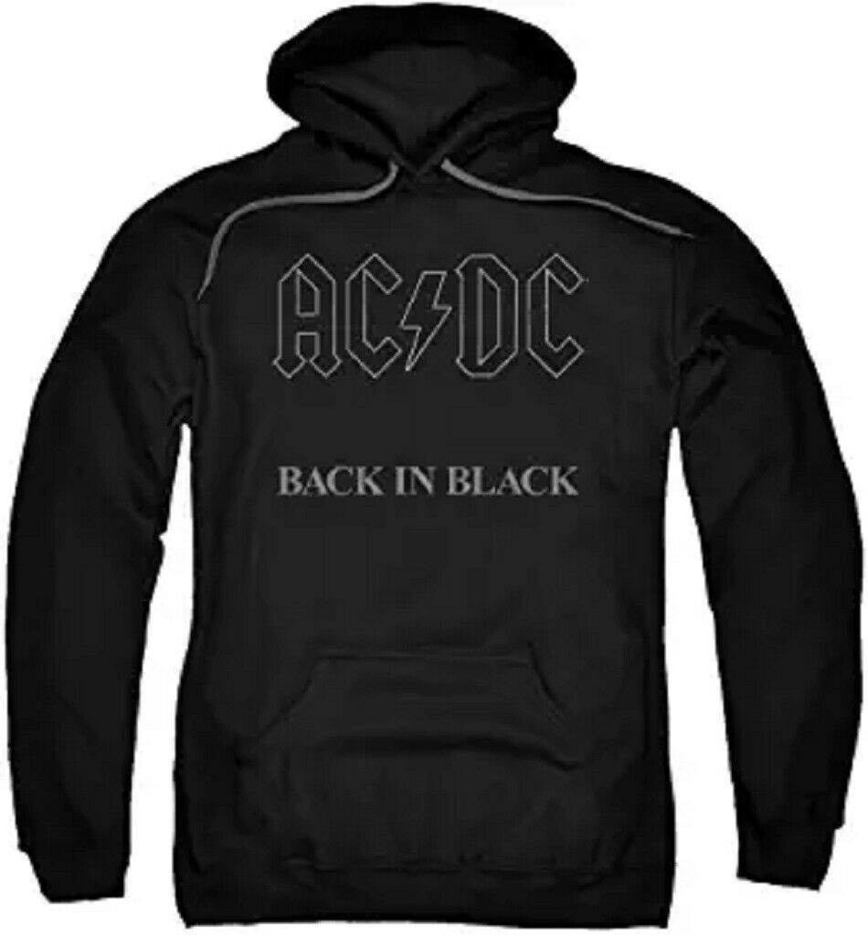 Download AC/DC Back In Black Pullover Hooded Sweatshirt Men's XL Hoodie