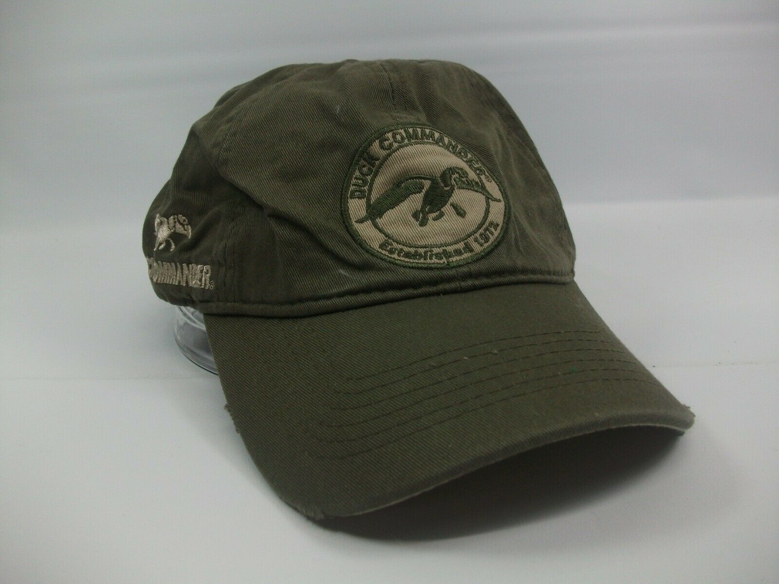 Duck Commander Hat Distressed Green Hook Loop Baseball Cap - Hats
