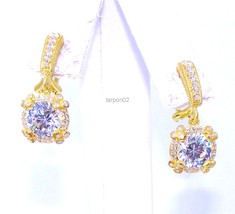 Judith Ripka 14K Clad 4.70ct Diamonique Pierced Drop Earrings 1&quot; NIB - $144.00