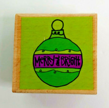 Merry Christmas Ball Ornament Rubber Stamp By Kolette Hall - $3.99