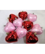 Valentines Day Large Pink Red Hearts 3&quot; GORGEOUS Ornaments Decorations S... - $21.77