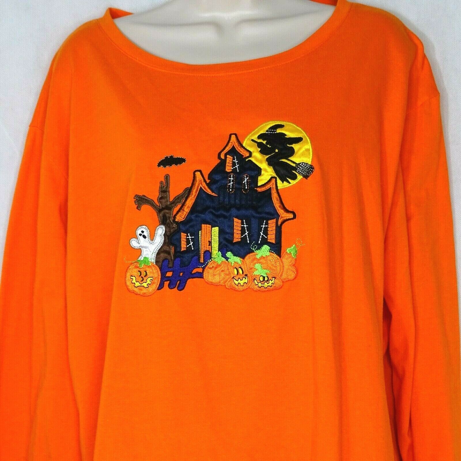 Bobbie Brooks T-Shirt Shirt Halloween Women Size 2XL 20W Orange Long ...