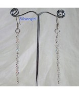 Sparkling Clear Swarovski Crystal Dangle Silver Plate Earrings - $13.99