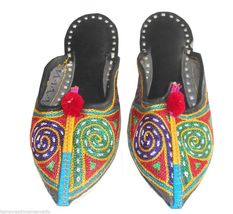 Women Slippers Mojari Indian Handmade Flip-Flops Traditional Clogs Flat US 5 - $44.99