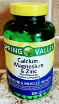 Spring Valley Calcium Magnesium ZINC Plus Vitamin D3 250 Coated Caplets Tabs - $15.83
