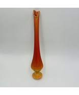 Vintage LE Smith Bittersweet Vase Swung Glass Orange 16.5” Tall MCM Floo... - $346.50