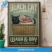 Black Cat Laundry Wash And Dry Canvas And Poster - $49.99
